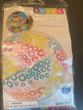 Intex Ocean Beach Ball 20-Inch Inflatable With Colorful Rings Patter